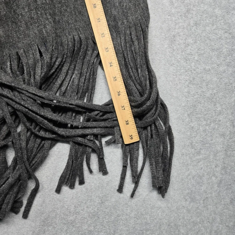 Lucky Brand Scarf Womens‎ One Size Gray Knit Fringe Rectangle Wrap Winter Warm
